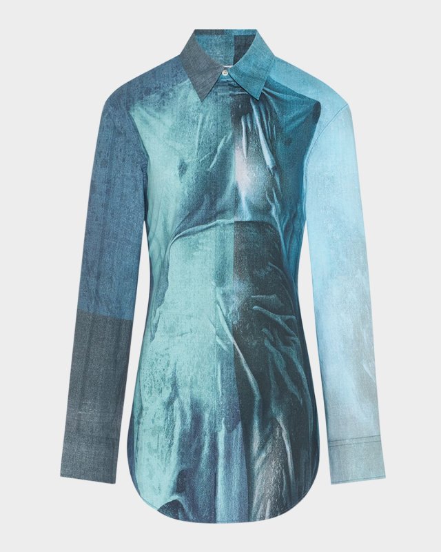 Water-Printed Button-Down Shirt